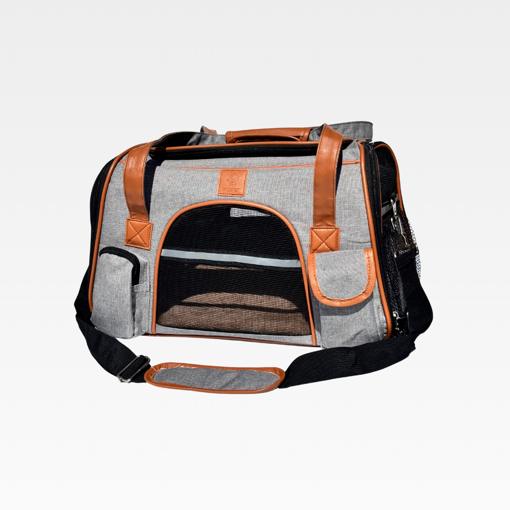 KOIPET pet carrier bag in 4 colors (gray, pink, black, denim), foldable soft-sided design with breathable mesh, secure lock, stable base, sizes up to 25 lbs